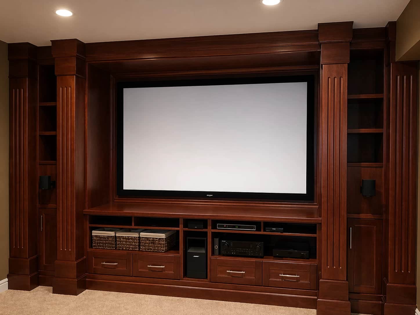 Cherry wood home theatre entertainment centre